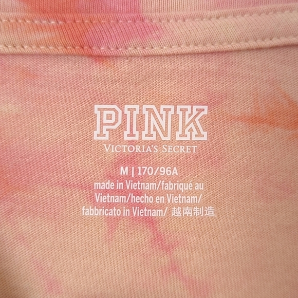 Pink Victoria's Secret Campus Tie Dyed Cinched Side Long Sleeve Crewneck Tee M - Picture 4 of 13